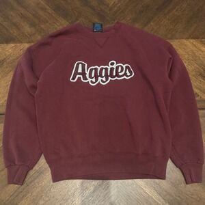 Soffe Aggies Sweatshirt Mens Large Maroon Fleece Crewneck Vintage Texas A&M